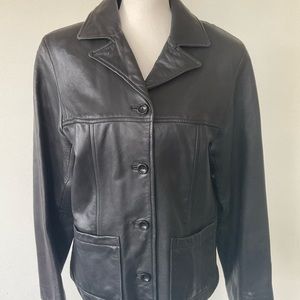 Jones New York Black Leather Jacket Medium